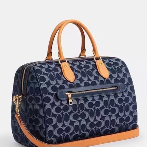 Coach Rowan Satchel Bag In Signature Denim Canvas NWT CY699 - Picture 3 of 6